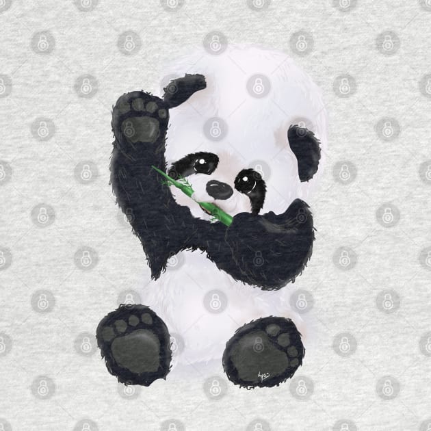 Panda Bear baby eating and waving tenderly by KyasSan